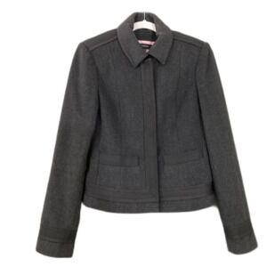 Pink Tartan wool blend Blazer women’s Size 2 snap buttons preppy career office